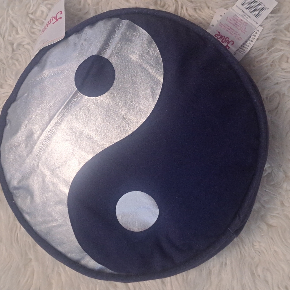 Brand New Justice Silver and Blue Yin Yang Decorative Pillow Cushion